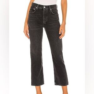 Agolde Ripley Mid Rise Straight Jeans Grey Black